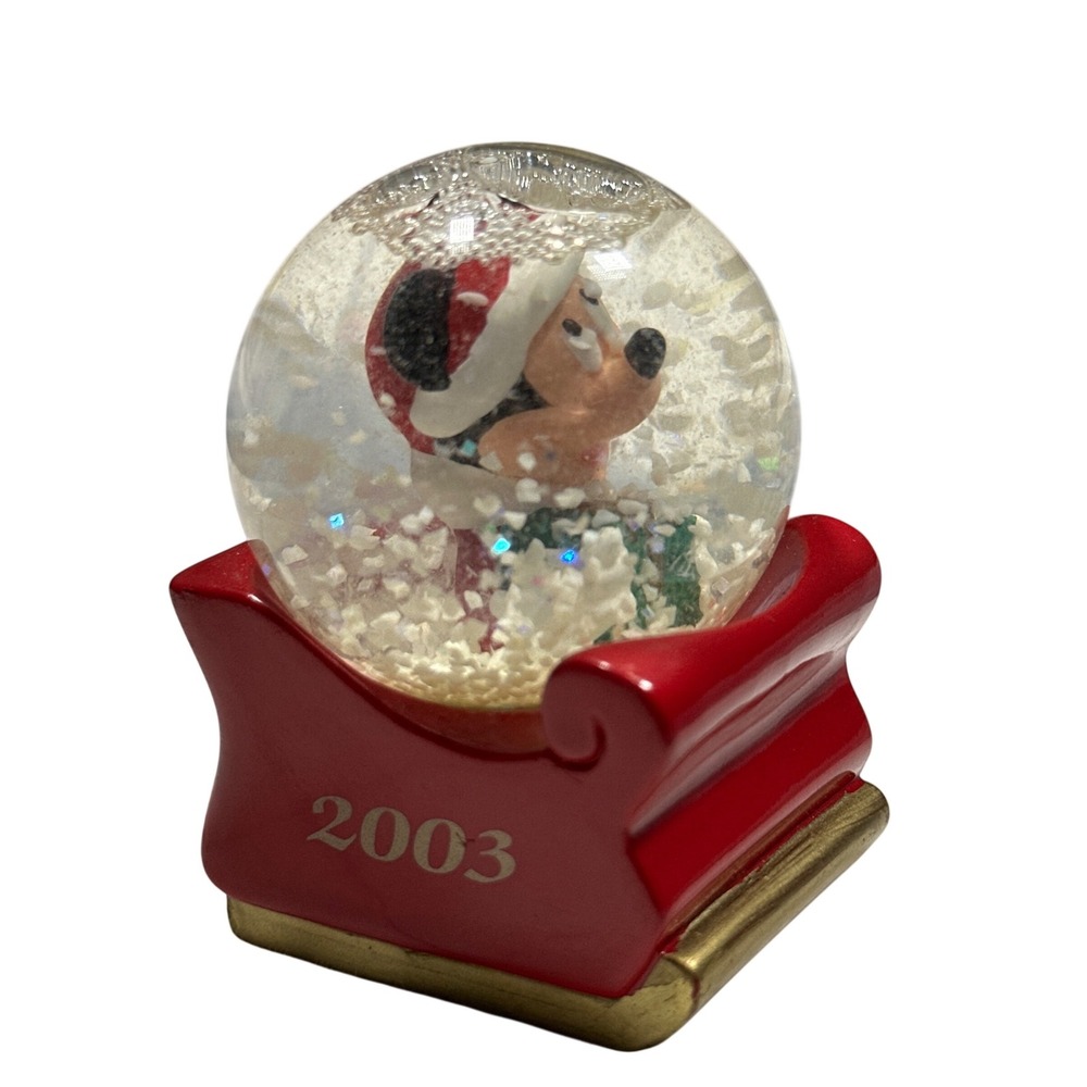 Disney Mickey Mouse 2003 Sleigh Mini Snow Globe JCPenney Christmas Collectible